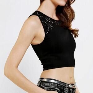 UO Cut Out Neoprene Bodycon Full Back Zip Tank Vest Crop Top, Size XS (EUC)